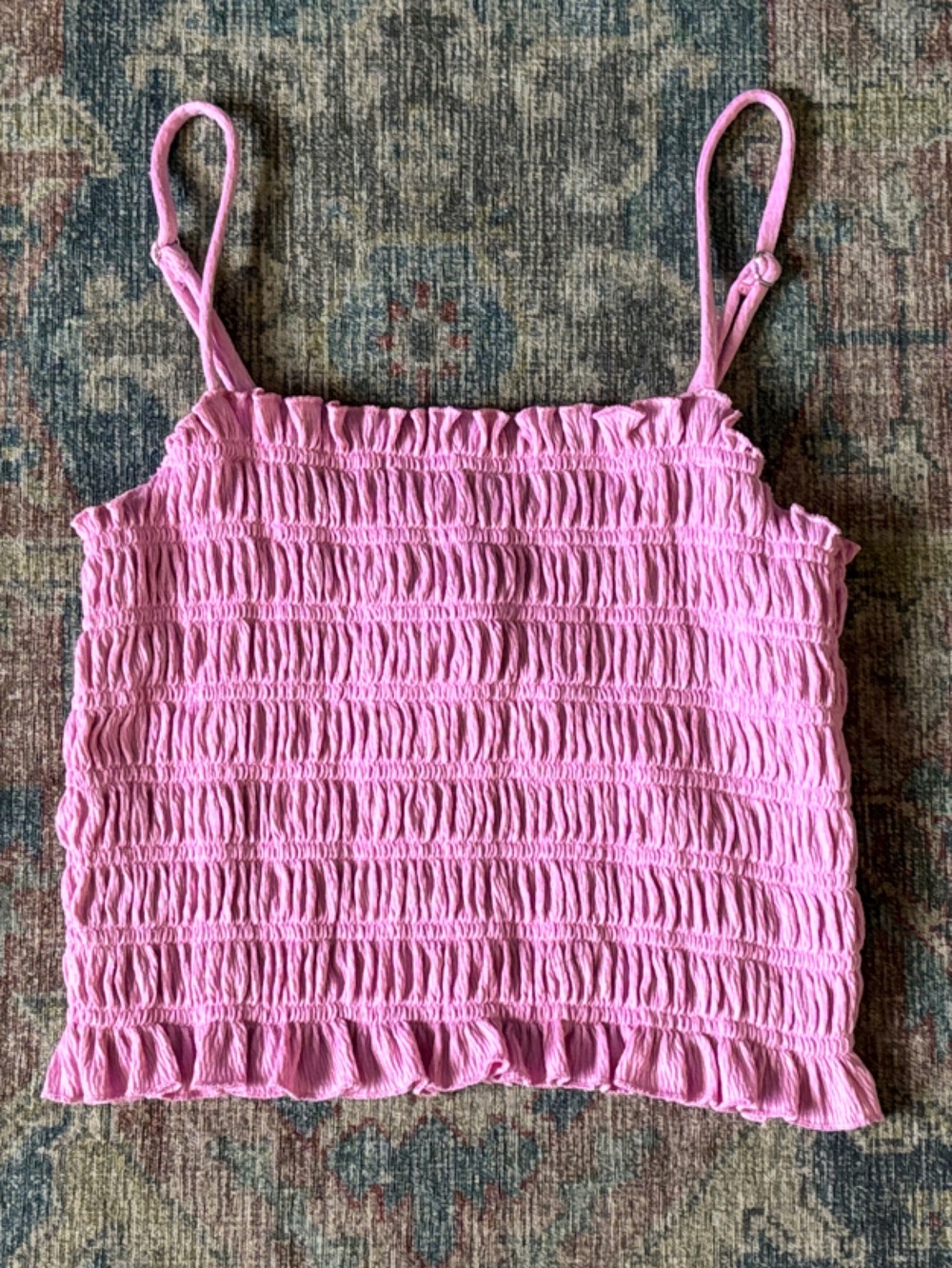 Forever 21 Pink Smocked Cropped Cami